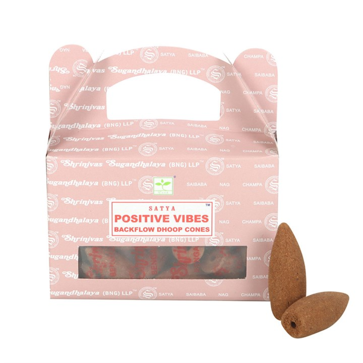 Set of 6 Positive Vibes Backflow Dhoop Incense Cones by Satya
