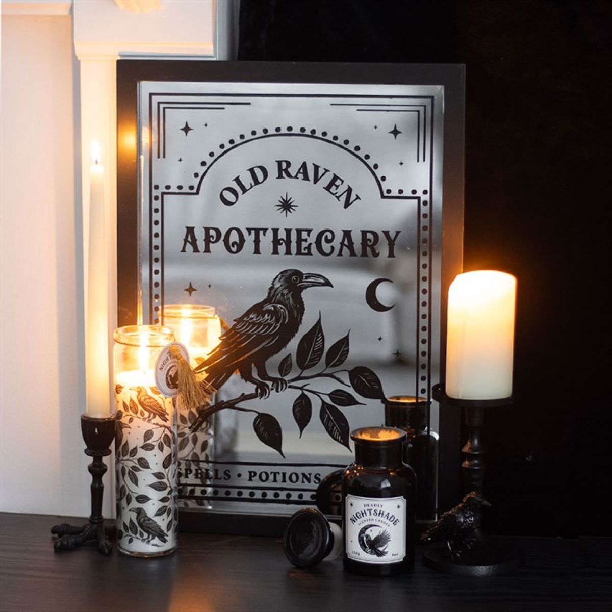 Mystic Raven Pillar Candle Holder - Vivid Aromas UK