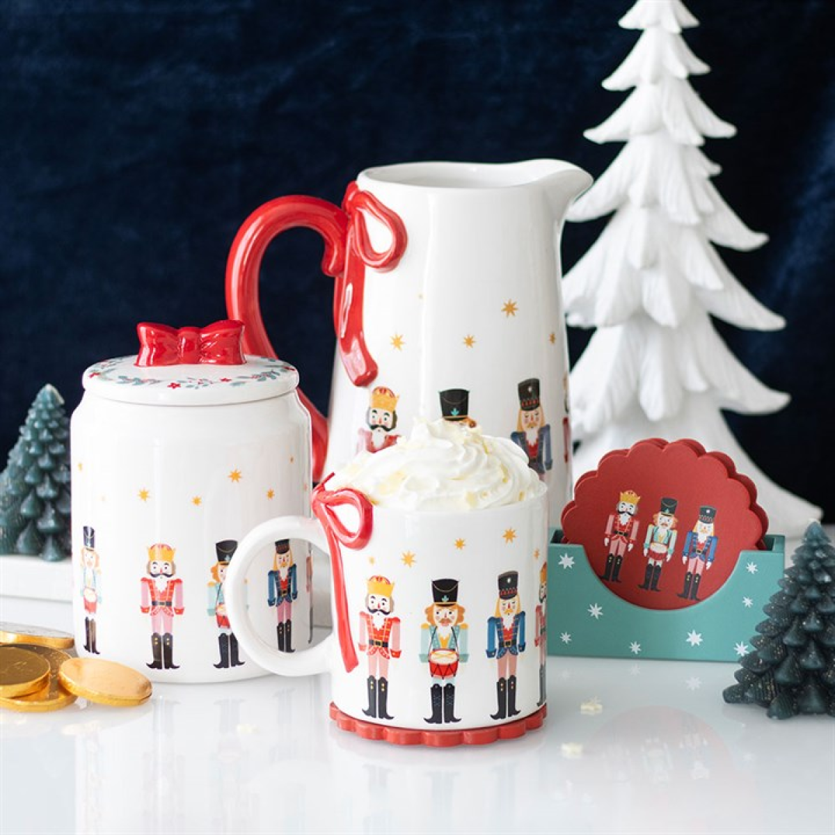 Nutcracker Print Mug with Bow