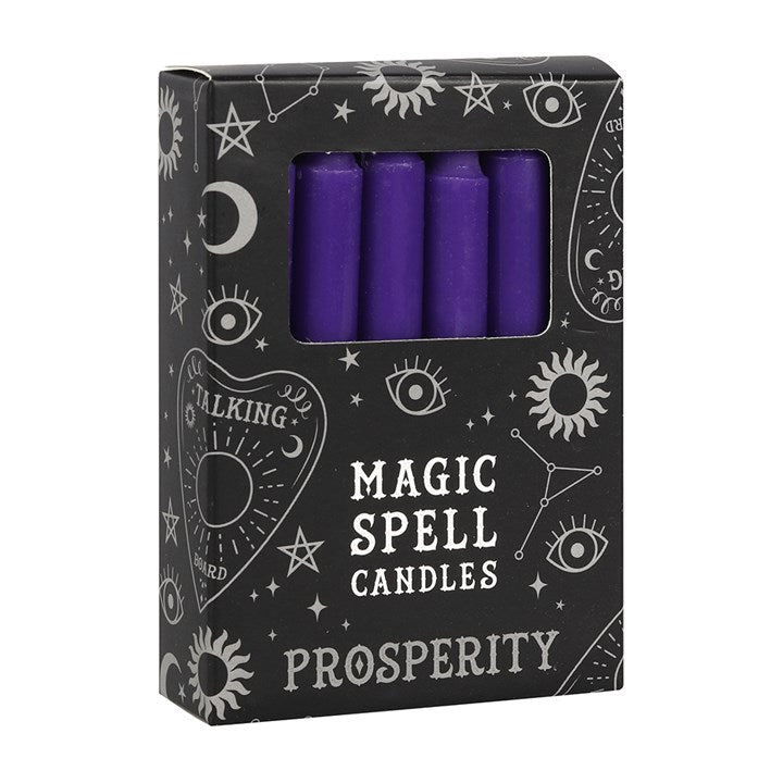 Set of 12 Purple 'Prosperity' Spell Candles - Vivid Aromas UK