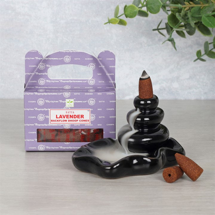 Set of 6 Lavender Backflow Dhoop Cones by Satya (6/30)