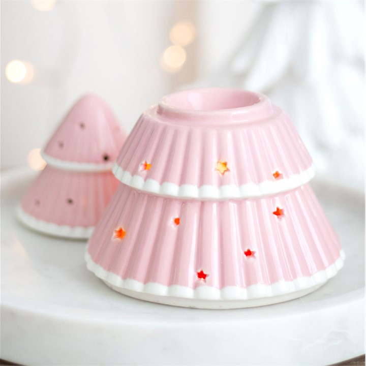 Pink Christmas Tree Oil Burner - Vivid Aromas UK