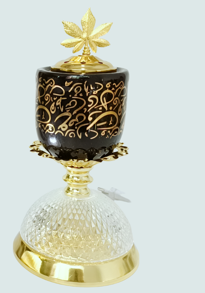 Electric Incense Burner in Black with Arabic looking writing