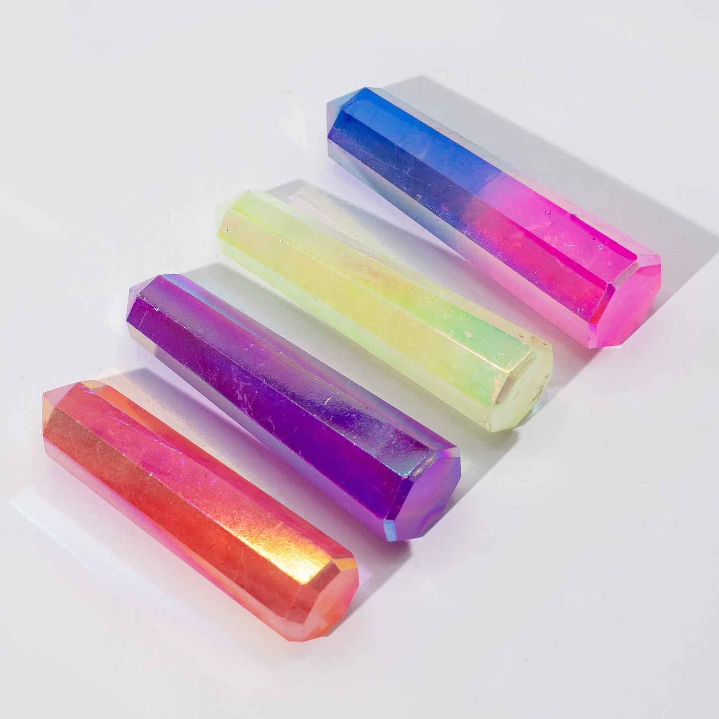 Gemstone Obelisk Point approx 9cm - Aurura Crystal Quartz - Purple - Vivid Aromas UK