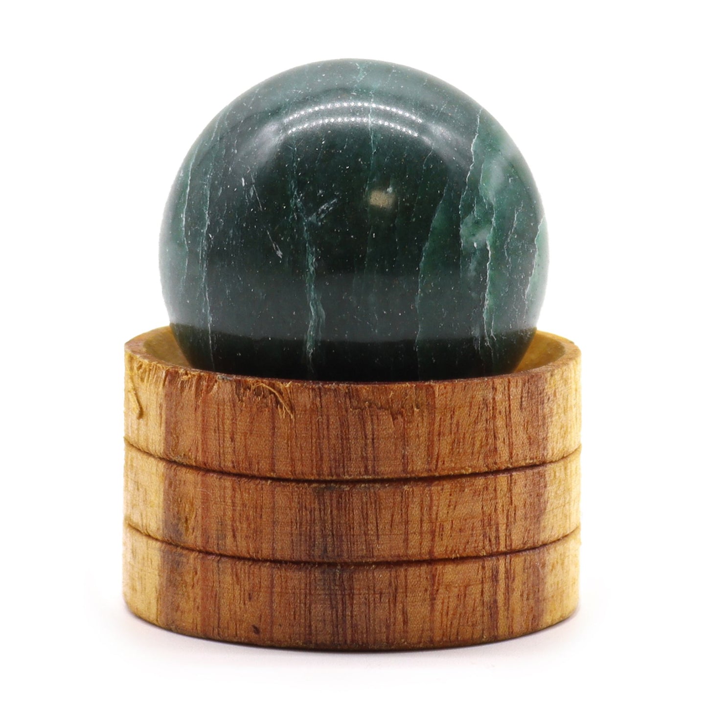 Gemstone Sphere 40mm - Indian Jade with Stand - Vivid Aromas UK