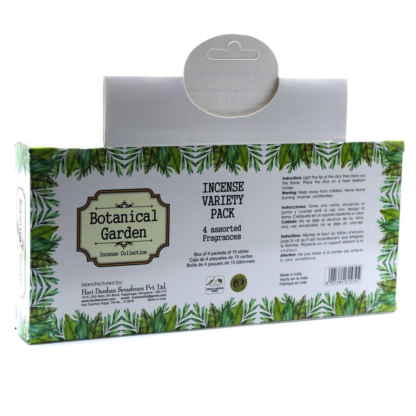 Botanical Garden Incense Gift Set - 4 Assorted Fragrances - Vivid Aromas UK