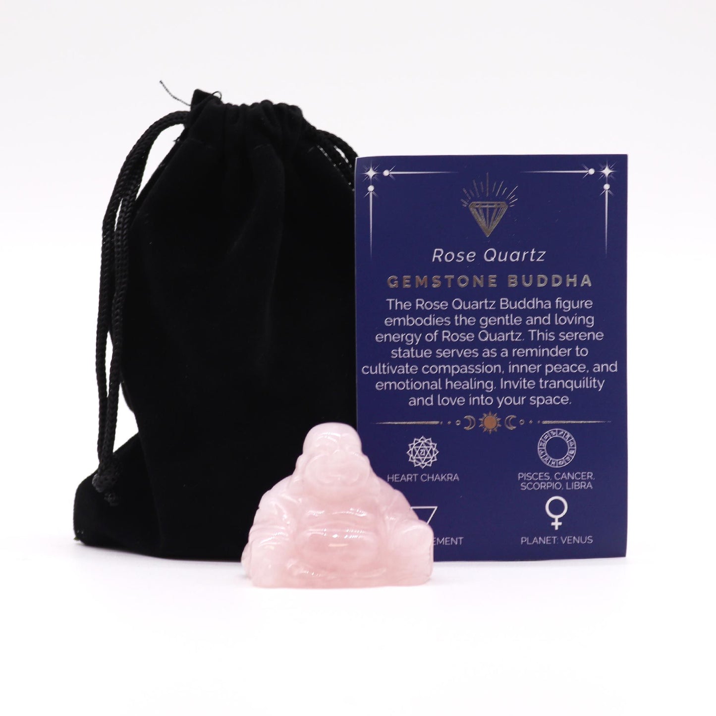 Gemstone Small Buddha- Rose Quartz - Vivid Aromas UK