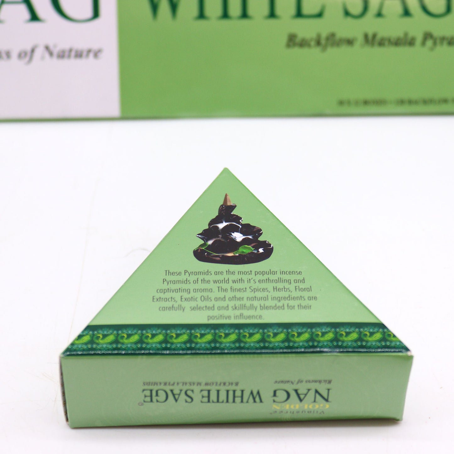 42g Jumbo Golden Nag - White Sage Backflow Incense Cones - Vivid Aromas UK