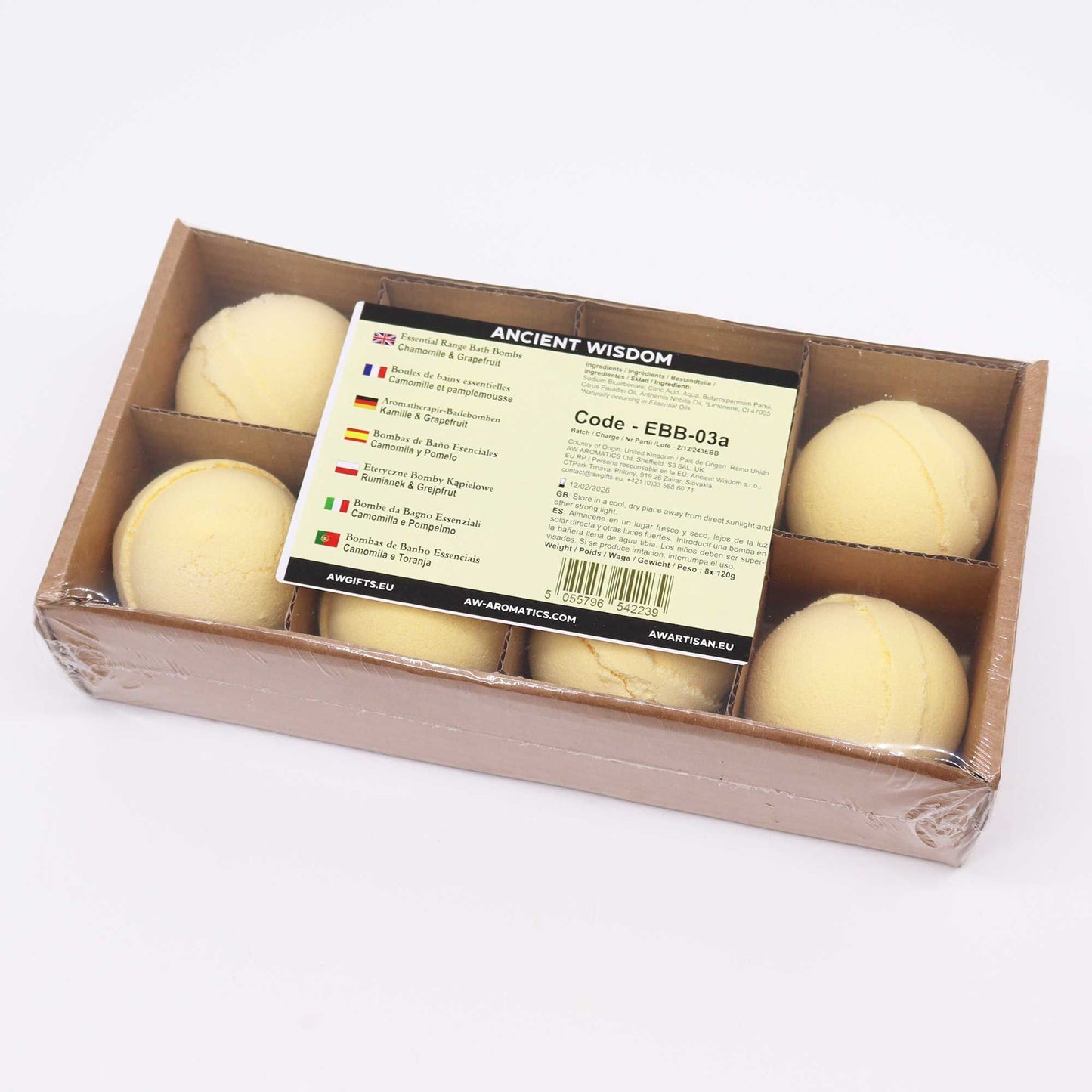 Essential Oil Bath Bomb - Chamomile & Grapefruit - Vivid Aromas UK