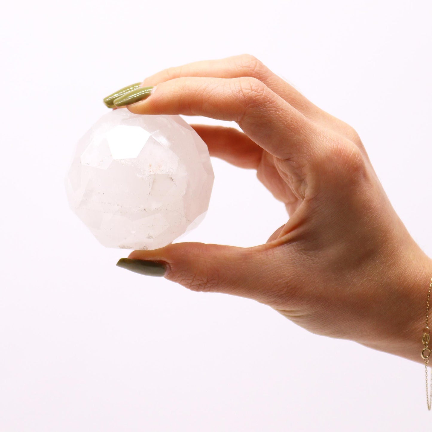 Gemstone Faceted Healing Ball & Stand - Rock Quartz - Vivid Aromas UK