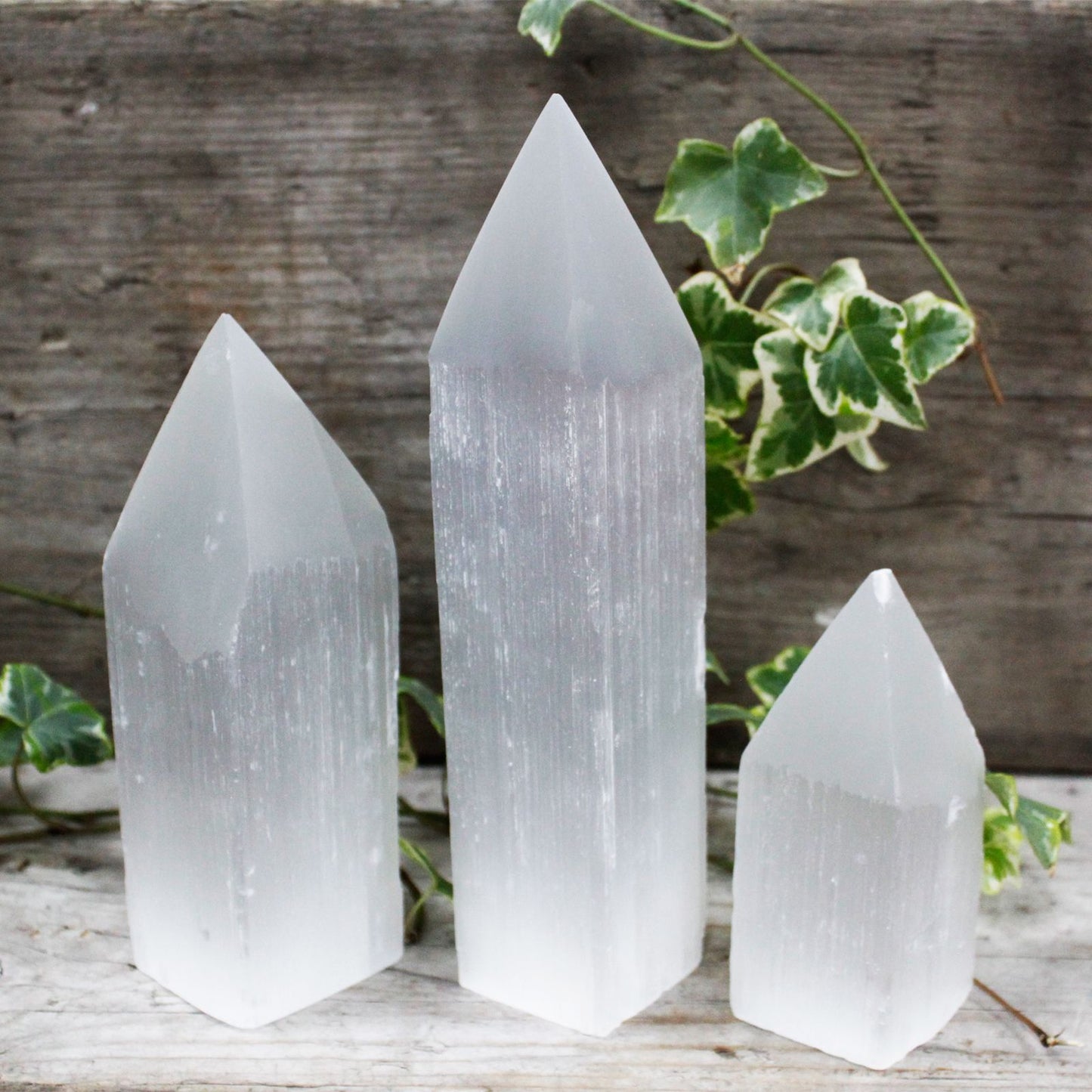Selenite Pencil Point Tower - 20 cm - Vivid Aromas UK