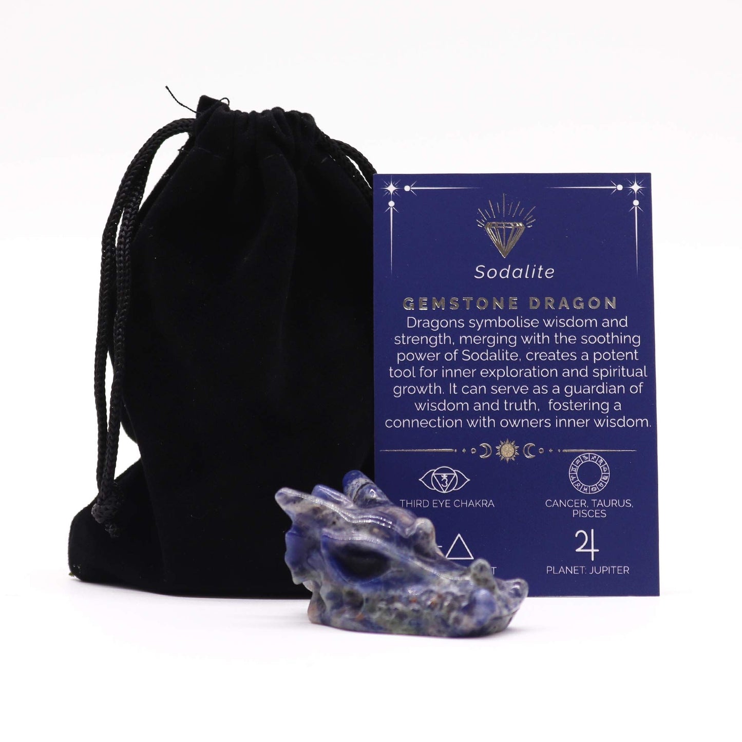 Gemstone Small Dragon Head- Sodalite - Vivid Aromas UK