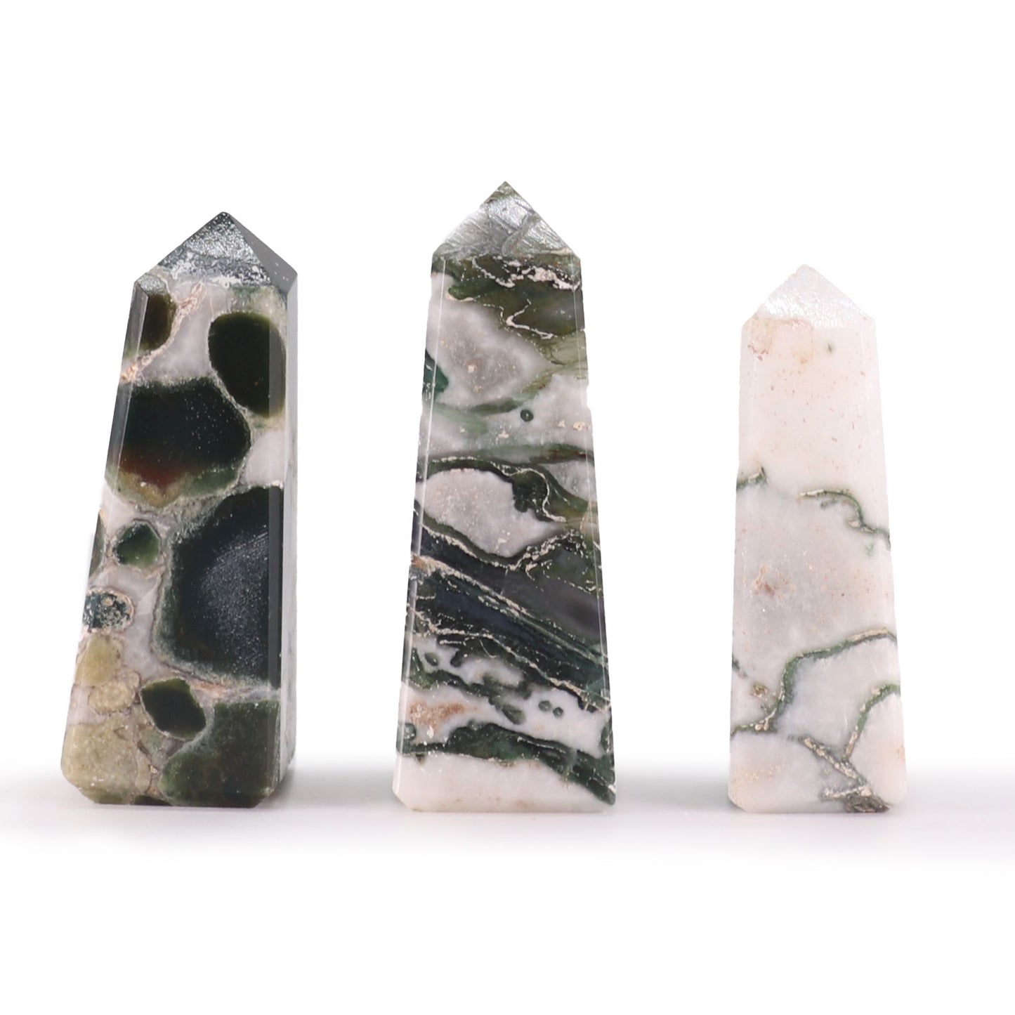 Gemstone Obelisk Point approx 5cm - Moss Agate - Vivid Aromas UK