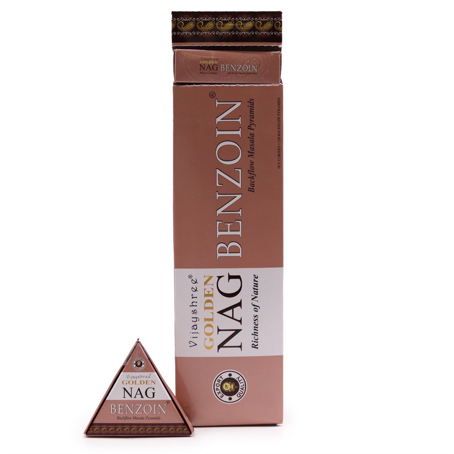 42g Jumbo Golden Nag - Benzoin Backflow Incense Cones - Vivid Aromas UK