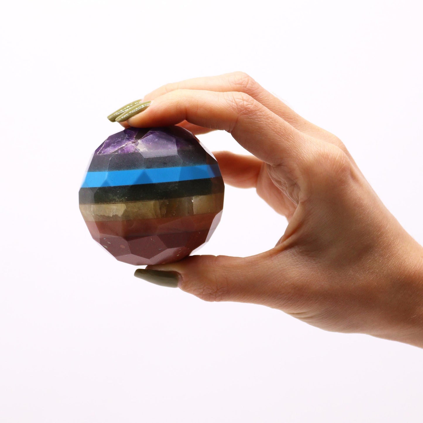 Gemstone Faceted Healing Ball & Stand - Seven Chakra - Vivid Aromas UK
