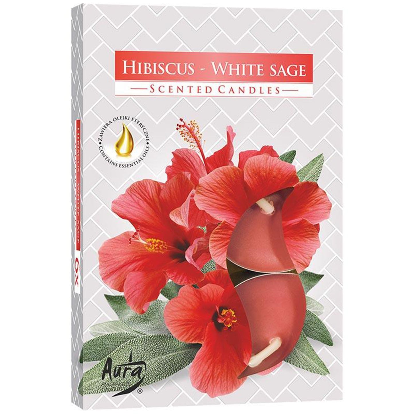 Set of 6 Scented Tealights - Hibiscus & White Sage - Vivid Aromas UK