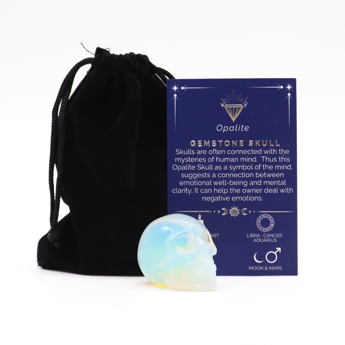 Gemstone Small Skull - Opalite - Vivid Aromas UK