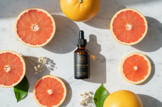 fresh grapefruits on white marble — bright, fresh, uplifting