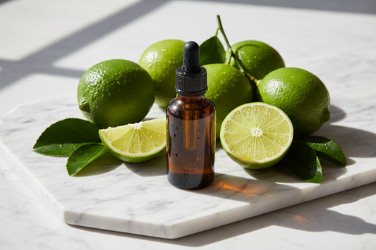 fresh limes on white marble — bright, zesty, vibrant