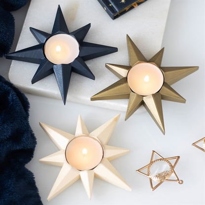 Navy Star Tealight Candle Holder