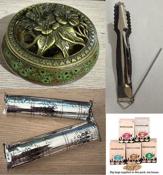 Complete Incense Starter/Gift Set - Pack 1 (6x Incense, Coal, Burner, Multifunction Tongs) - CritchCorp Retail & Wholesale