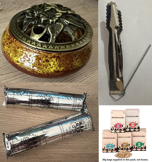 Complete Incense Starter/Gift Set - Pack 4 (6x Incense, Coal, Burner, Multifunction Tongs) - CritchCorp Retail & Wholesale
