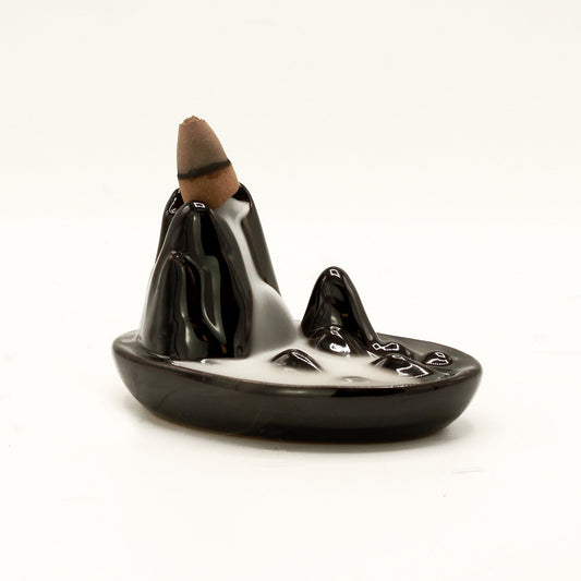 Back Flow Incense Burner - Mini Mountain - PLUS Assorted Back Flow Incense Cones bundle