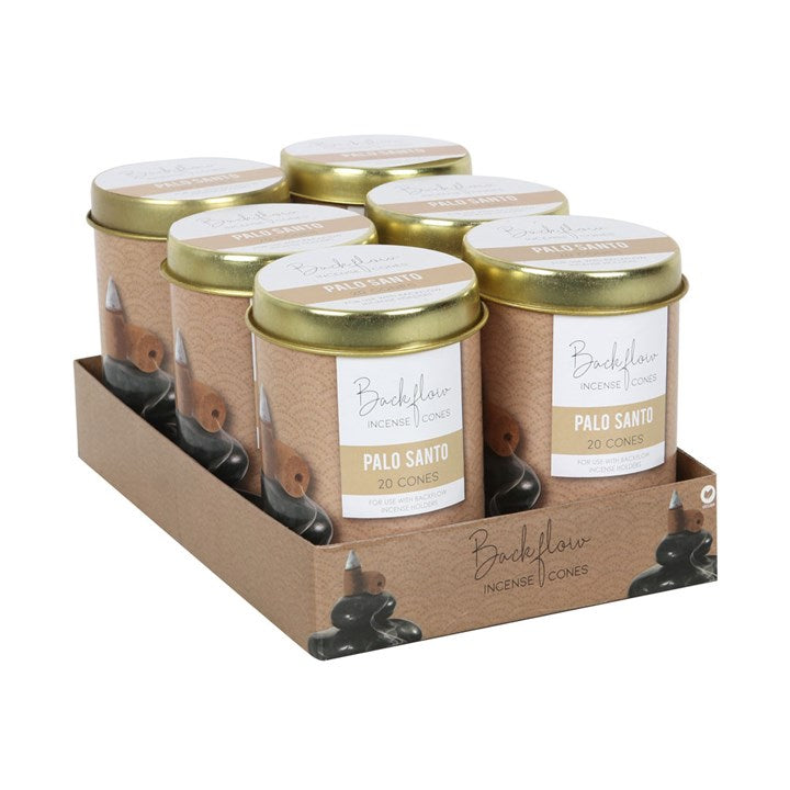 6 Tins of Elements Palo Santo Jumbo Backflow Cones - Vivid Aromas UK