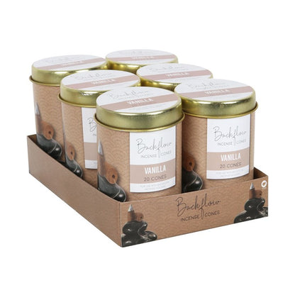 6 Tins of Elements Vanilla Jumbo Backflow Cones - Vivid Aromas UK