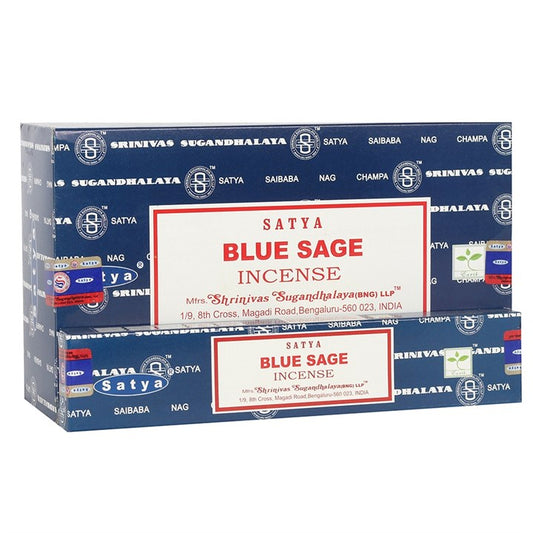 Set of 12 Packets of Blue Sage Incense Sticks by Satya - Vivid Aromas UK
