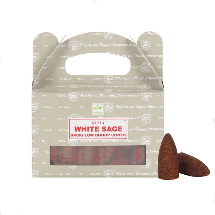 Set of 6 White Sage Backflow Dhoop Cones by Satya