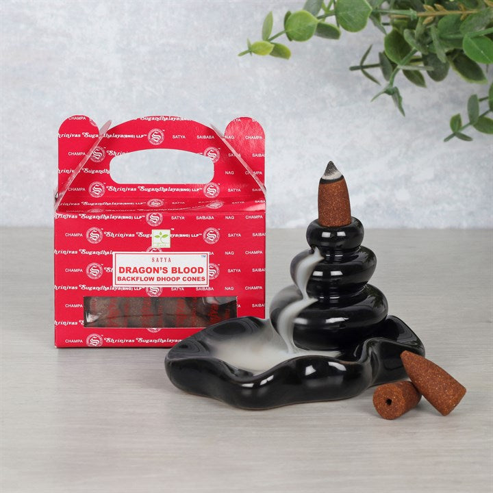 Set of 6 Dragon's Blood Backflow Dhoop Cones by Satya (6/30)