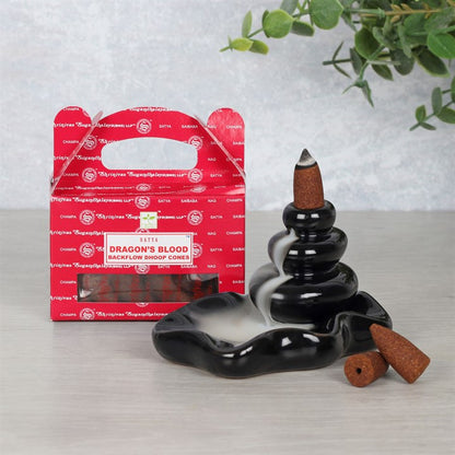 Set of 6 Dragon's Blood Backflow Dhoop Cones by Satya (6/30)