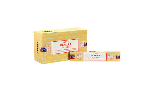 Set of 12 Packets of Vanilla Incense Sticks by Satya