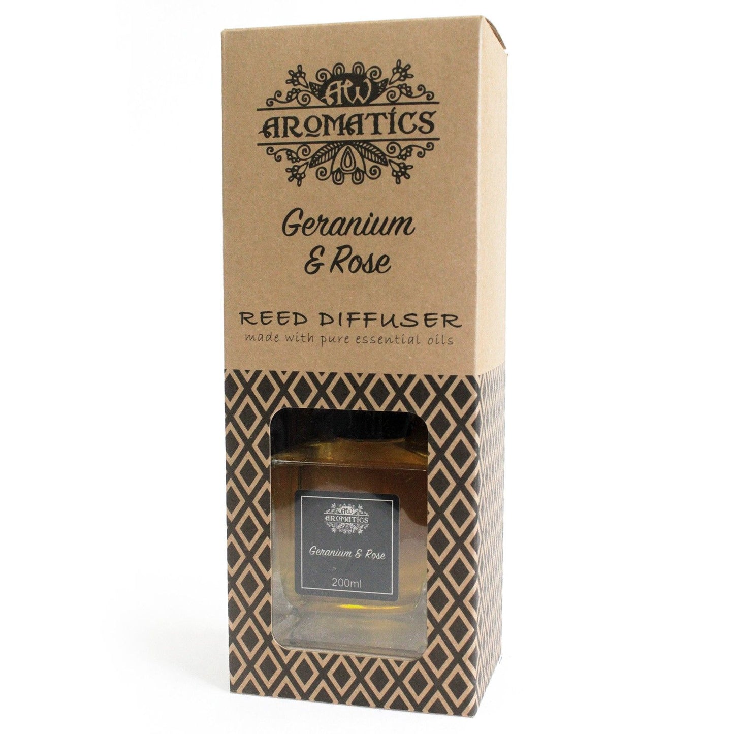 200ml Geranium & Rose Essential Oil Reed Diffuser - Vivid Aromas UK