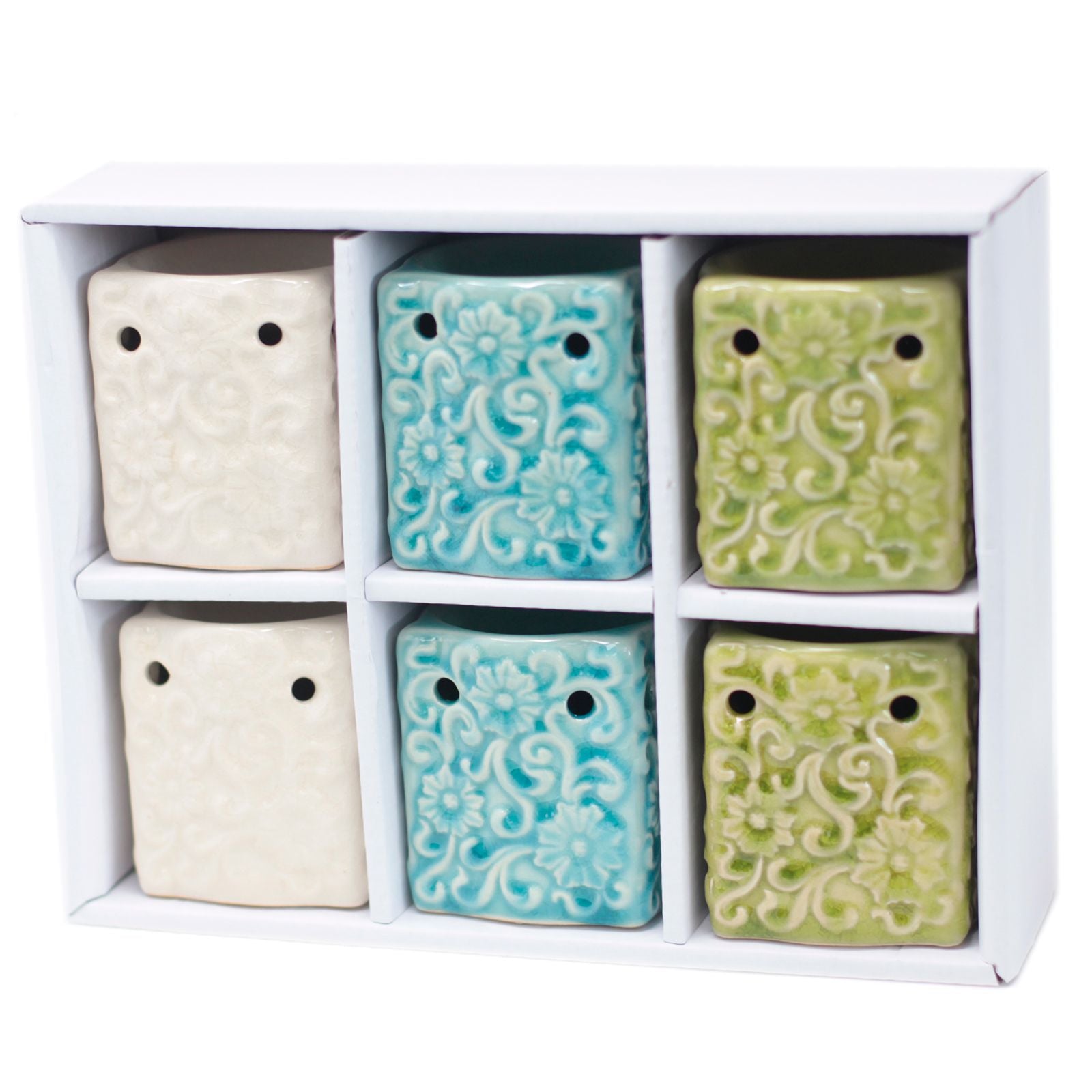 Classic Small Square Floral Oil Burners (aast) - Vivid Aromas UK