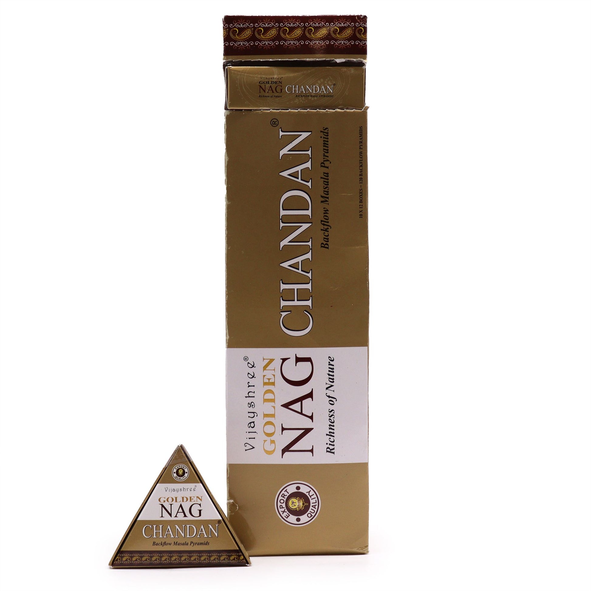 42g Jumbo Golden Nag - Chandan Backflow Incense Cones - Vivid Aromas UK