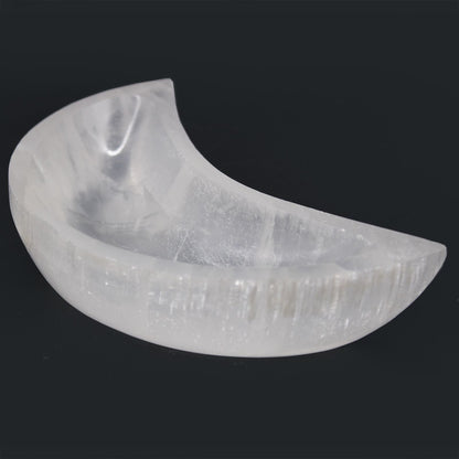Selenite Moon Bowl - 15cm - Vivid Aromas UK