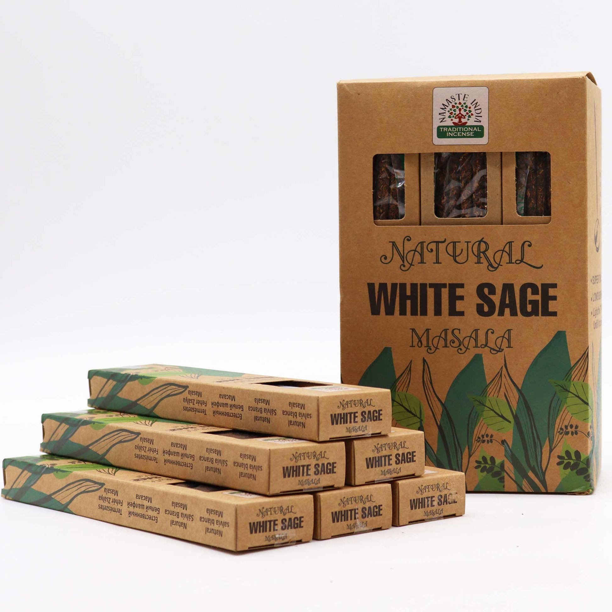 Natural Botanical Masala Incense - White Sage - Vivid Aromas UK