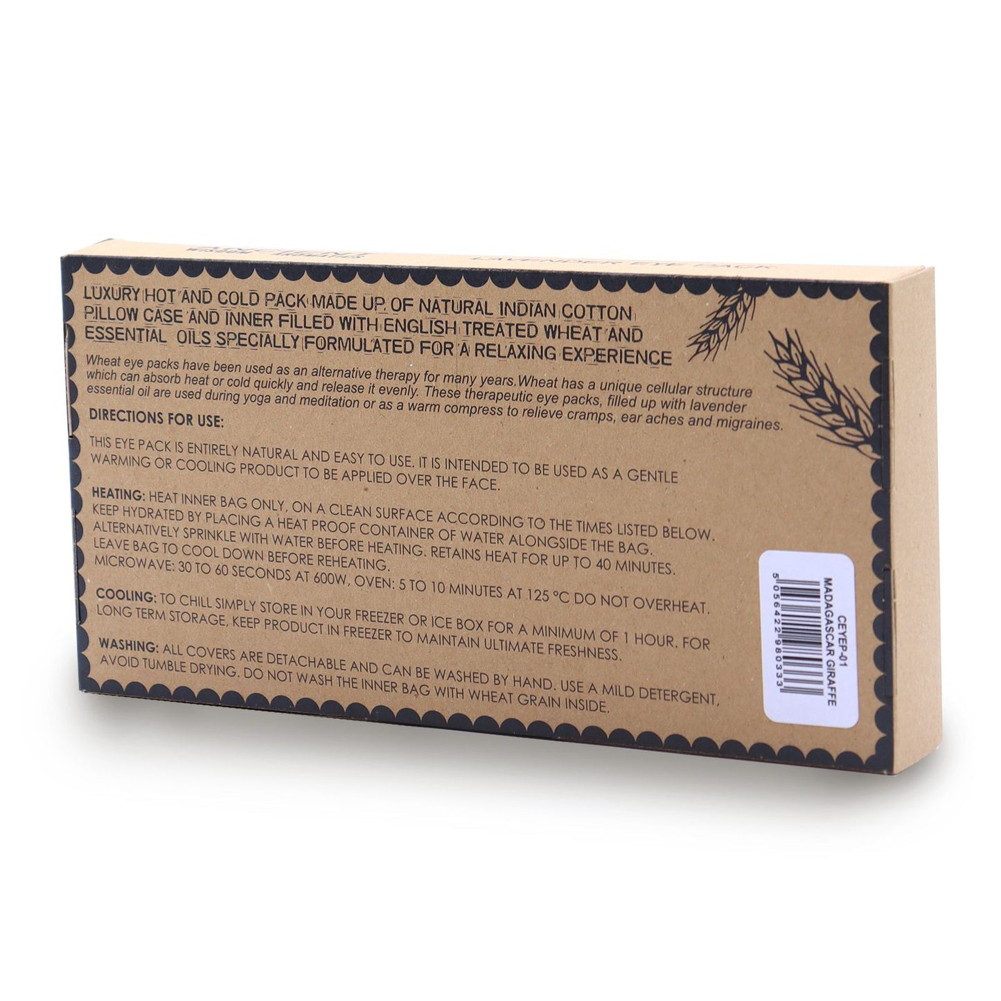 Lavender Natural Cotton and Juco Eye Pillow in Gift Box - Madagascar Giraffe - Vivid Aromas UK