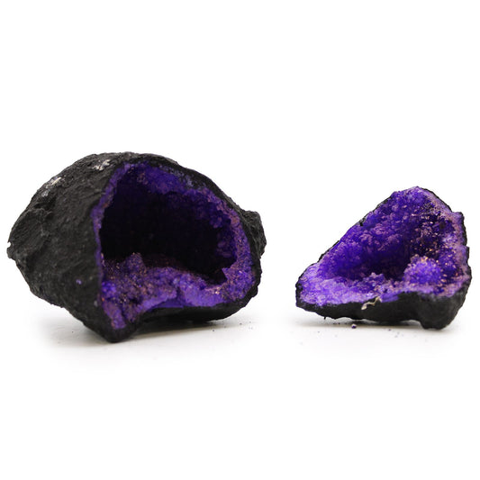 Coloured Calsite Geodes - Black Rock - Purple - Vivid Aromas UK