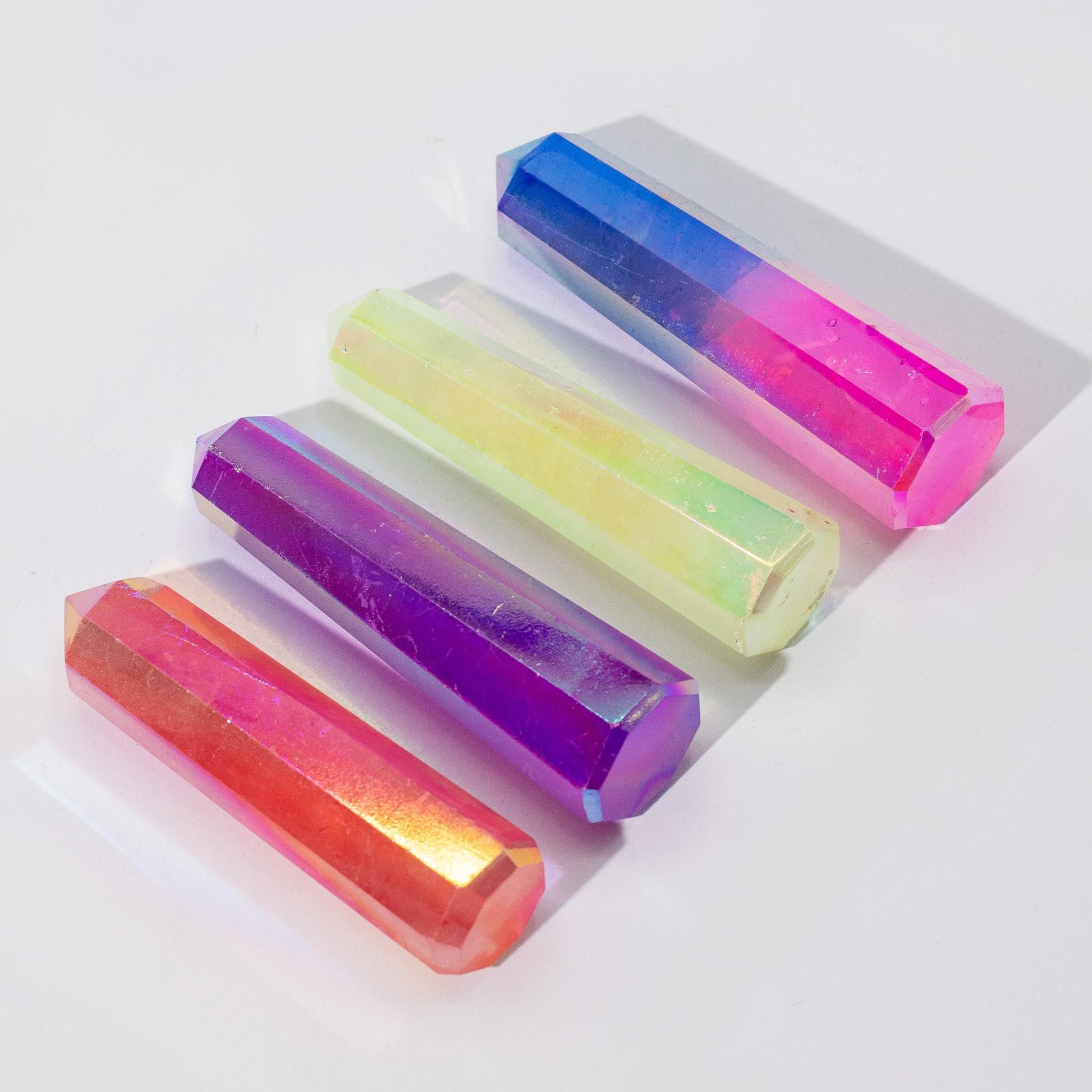 Gemstone Obelisk Point approx 9cm - Aurura Crystal Quartz - Purple - Vivid Aromas UK