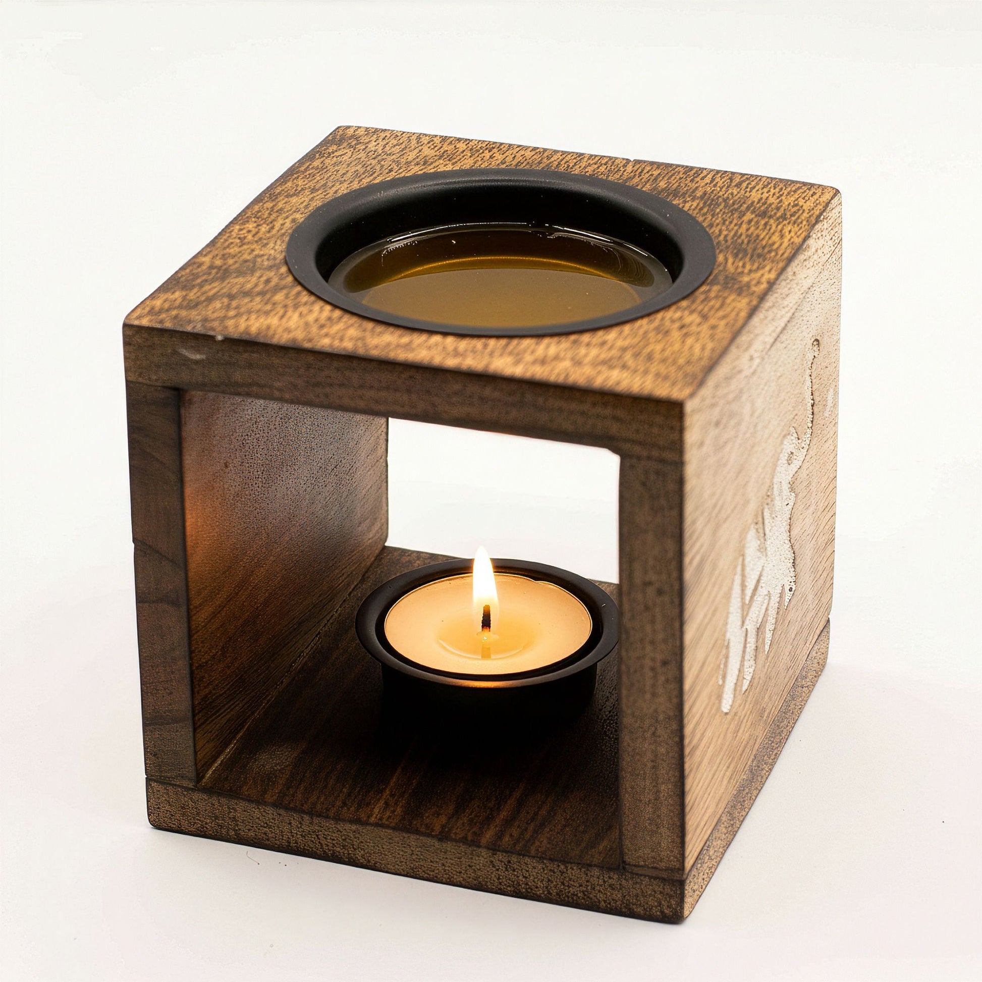 Square Mango Wood Oil Burner - Elephant - Vivid Aromas UK