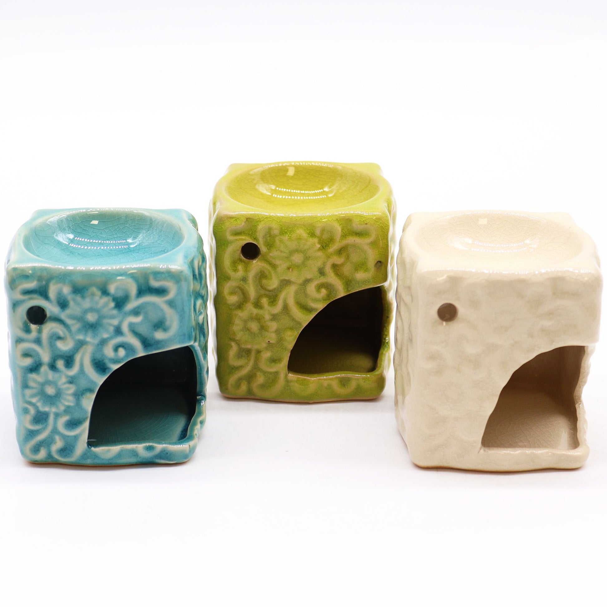 Classic Small Square Floral Oil Burners (aast) - Vivid Aromas UK