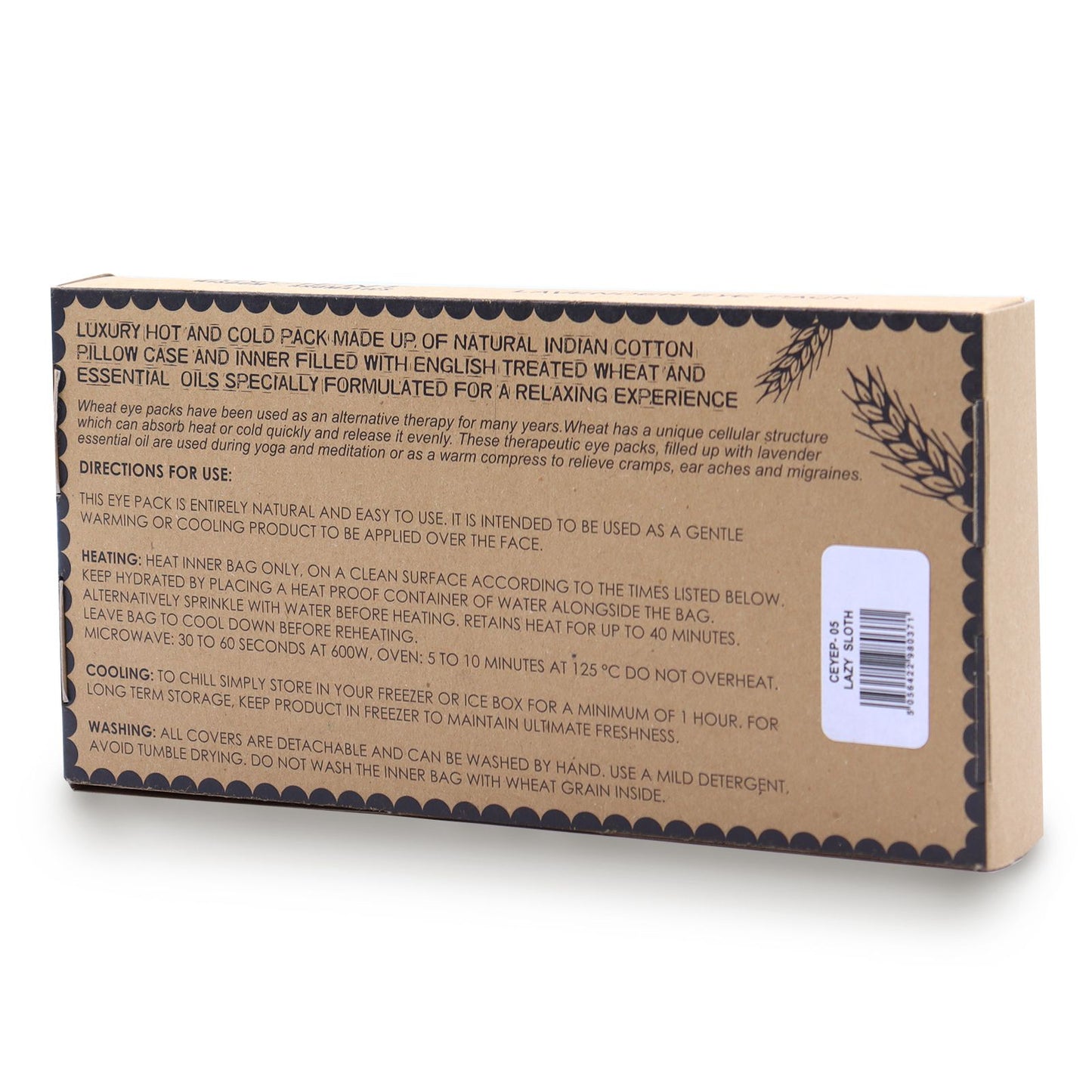 Lavender Natural Cotton and Juco Eye Pillow in Gift Box - Lazy Sloth - Vivid Aromas UK