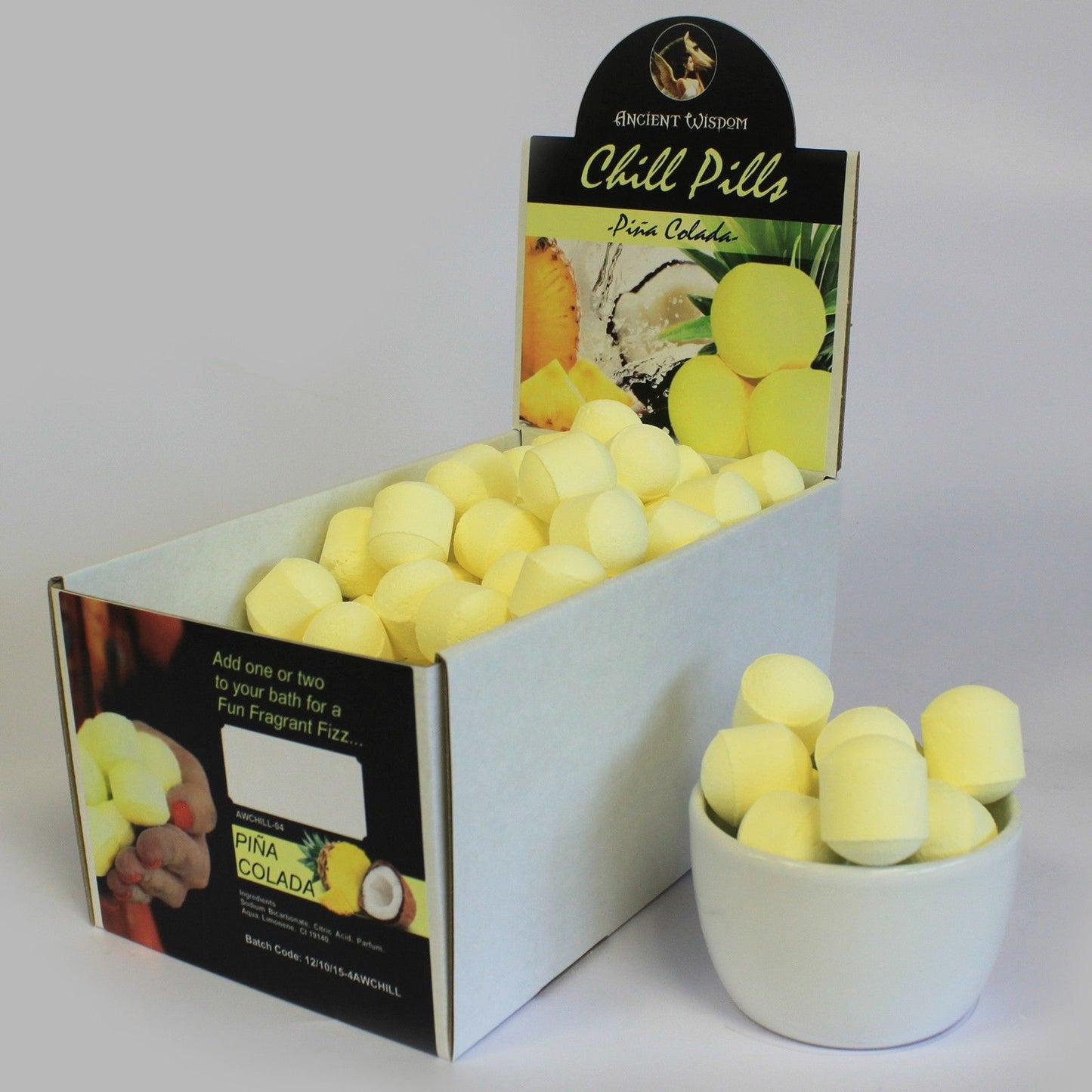 1.3Kg Box of Chill Pills (Mini Bath Bombs) - Pinacolada - Vivid Aromas UK
