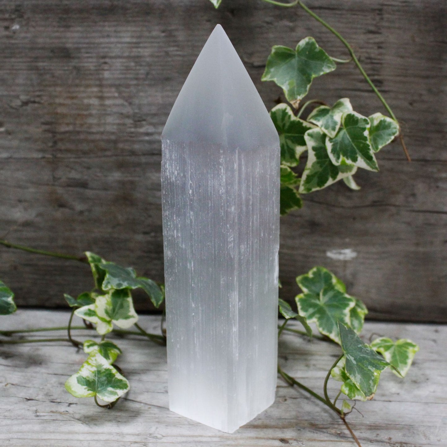 Selenite Pencil Point Tower - 20 cm - Vivid Aromas UK