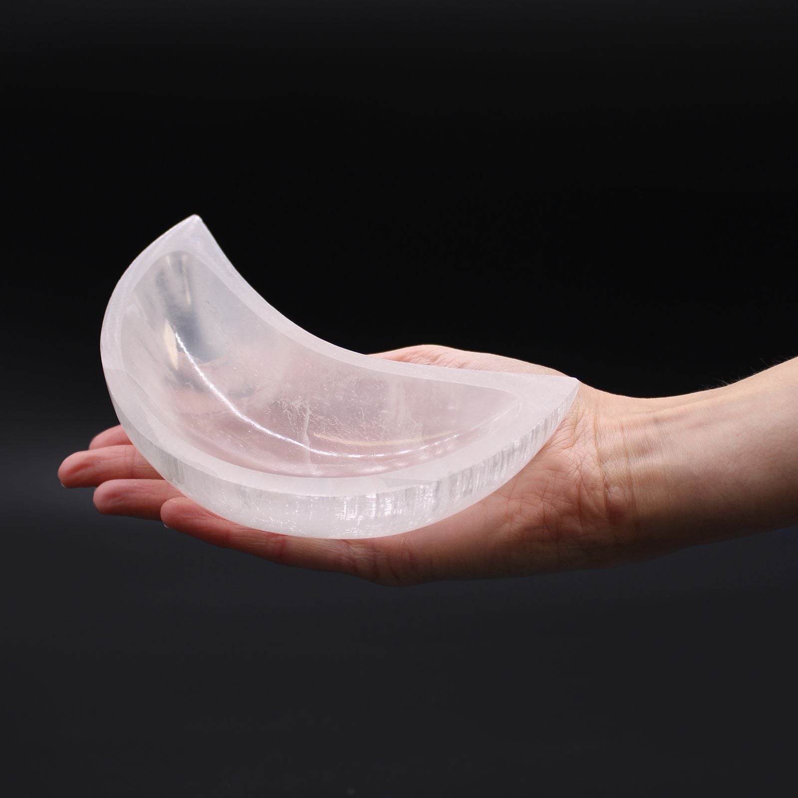 Selenite Moon Bowl - 15cm - Vivid Aromas UK