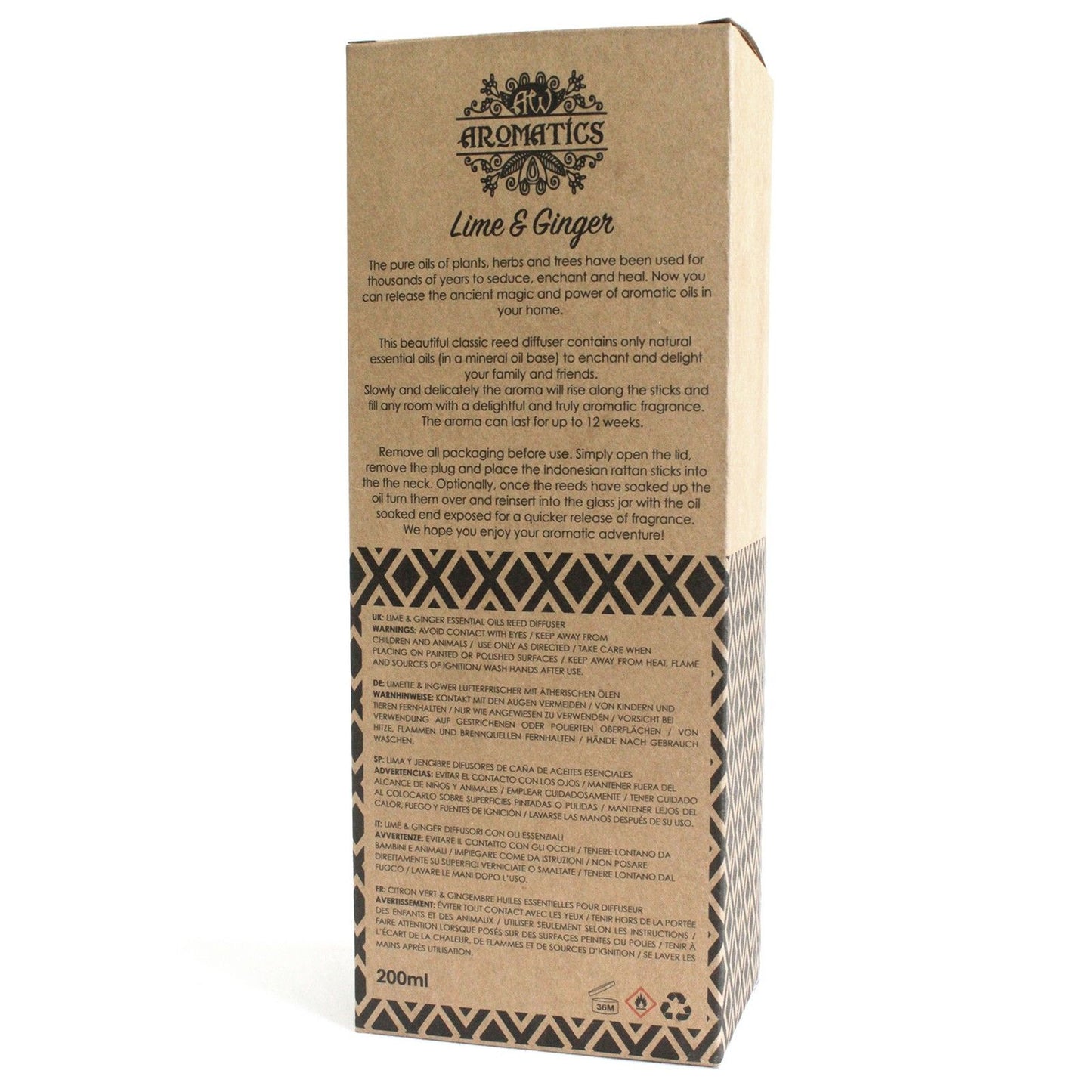200ml Lime & Ginger Essential Oil Reed Diffuser - Vivid Aromas UK