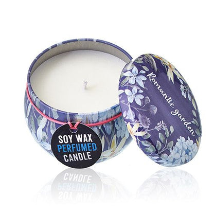 Art Tin Candle - Assorted Design - Romantic Garden - Tea & Rose - Vivid Aromas UK